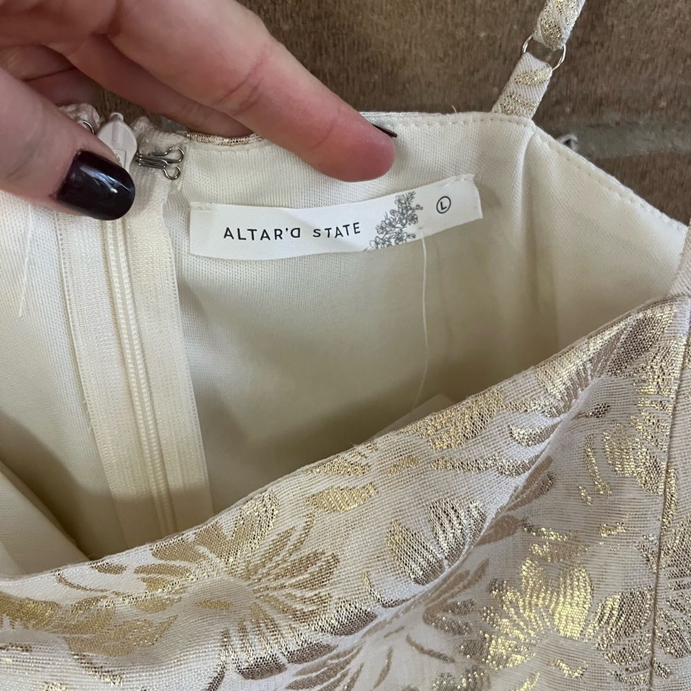 Altar'd State Cream and Gold Floral Jumpsuit - Picture 4 of 5